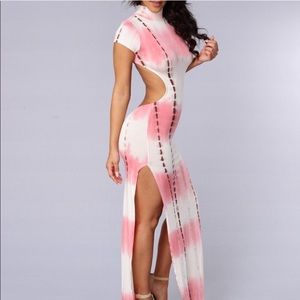 Backless Turtle Neck Double Slit Maxi
